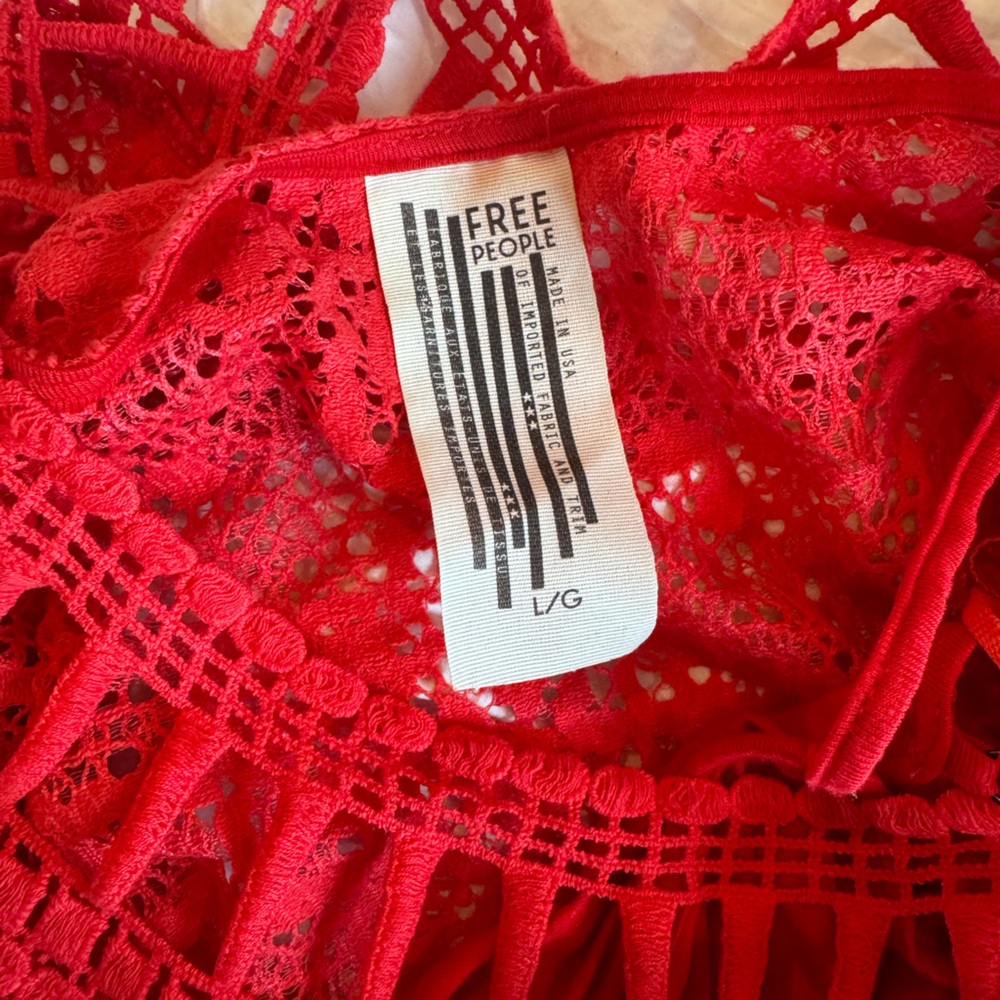 Free People Red Lace Mini Dress - Picture 7 of 14